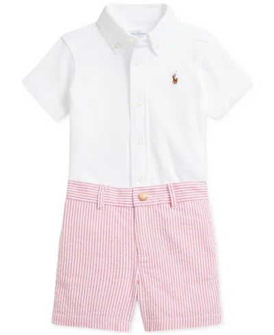 Polo Ralph Lauren Baby Boys Oxford Shirt & Seersucker Shorts Set In White