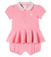 Polo Ralph Lauren Baby Peplum Cotton Piqué Playsuit In Pink
