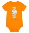 Polo Ralph Lauren Baby Polo Bear Cotton Bodysuit In Sp23 Lfboat Orng Prp Hptn Bear