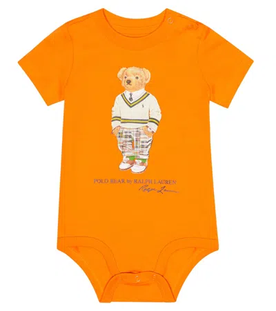 Polo Ralph Lauren Baby Polo Bear Cotton Bodysuit In Sp23 Lfboat Orng Prp Hptn Bear