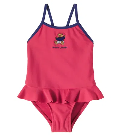 Polo Ralph Lauren Kids' Baby Polo Bear Embroidered Swimsuit In Pink