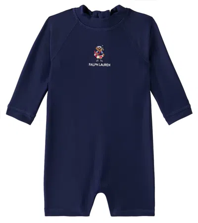 Polo Ralph Lauren Baby Polo Bear Embroidered Swimsuit In Blue
