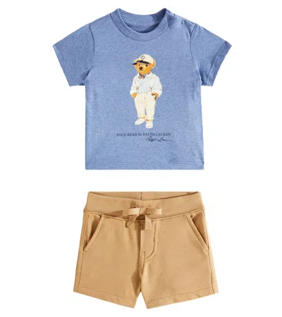 Polo Ralph Lauren Baby Set Polo Bear Aus T-shirt Und Shorts In Blau