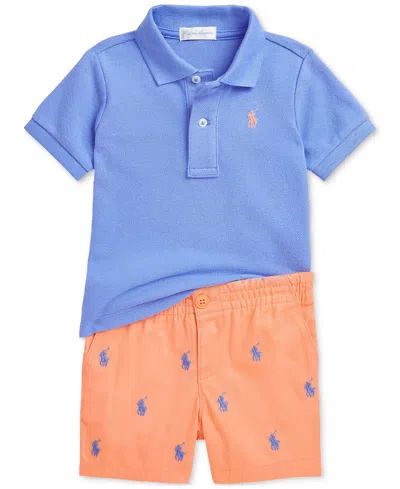 Polo Ralph Lauren Baby Boys Polo Shirt & Chino Short Set In Blue