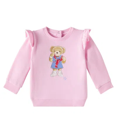 Polo Ralph Lauren Baby Printed Cotton-blend Jersey Sweatshirt In Pink