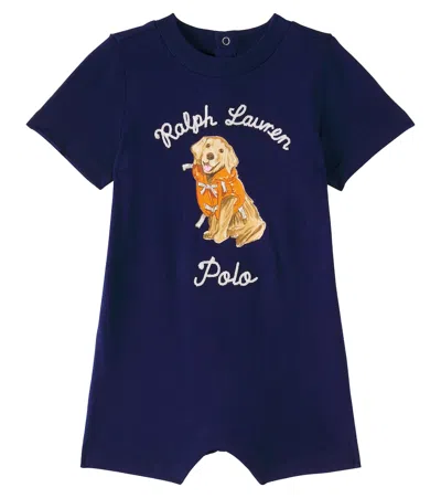 Polo Ralph Lauren Baby Printed Cotton-blend Playsuit In Blue