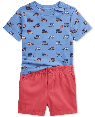 POLO RALPH LAUREN BABY BOYS PRINTED JERSEY TEE & CHINO SHORT SET