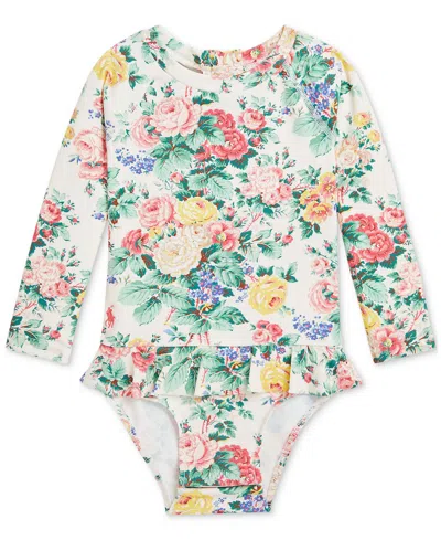 Polo Ralph Lauren Baby Ruffled Floral Rash Guard In Multi
