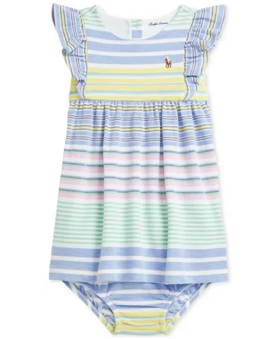 Polo Ralph Lauren Baby Ruffled Striped Shirtdress In Multi