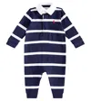 Polo Ralph Lauren Baby Boys Striped Rugby Cotton Coverall In White