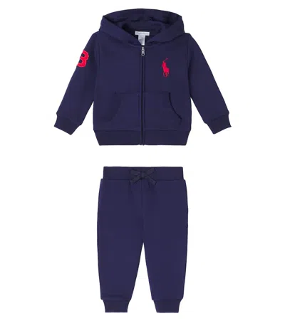 Polo Ralph Lauren Baby Set Of Cotton-blend Jacket And Sweatpants In Blue