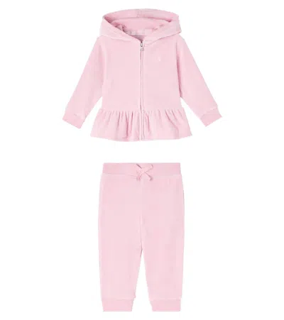 Polo Ralph Lauren Baby Set Of Cotton-blend Jacket And Sweatpants In Pink