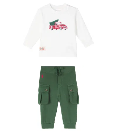 Polo Ralph Lauren Baby Set Of Cotton T-shirt And Sweatpants In Multi