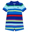 Polo Ralph Lauren Baby Striped Cotton Playsuit In Multicoloured