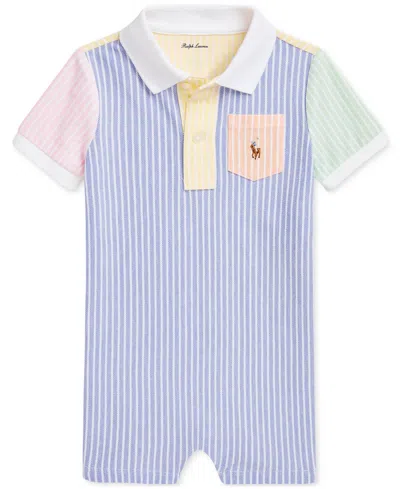 Polo Ralph Lauren Baby Striped Mesh Shortall In Multi