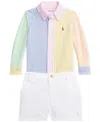 Polo Ralph Lauren Baby Boys Striped Oxford Shirt & Chino Shorts Set In Multi