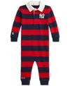 Polo Ralph Lauren Baby Striped Yankees Coverall In Multi