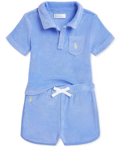 Polo Ralph Lauren Baby Boys Terry Polo Shirt & Short Set In Blue