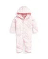 Polo Ralph Lauren Baby Water-repellent Hooded Barn Bunting One Piece In Hint Of Pink