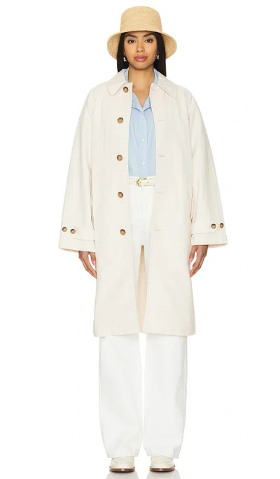 Polo Ralph Lauren Herringbone Cotton Balmacaan Coat In Neutrals