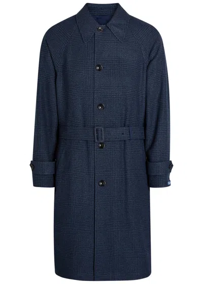 Polo Ralph Lauren Balmacaan Reversible Belted Wool And Silk-blend Coat In Blue