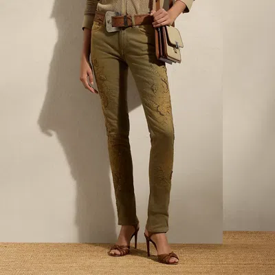Polo Ralph Lauren Barrett Embellished Slim Denim Jean In Dusty Sage