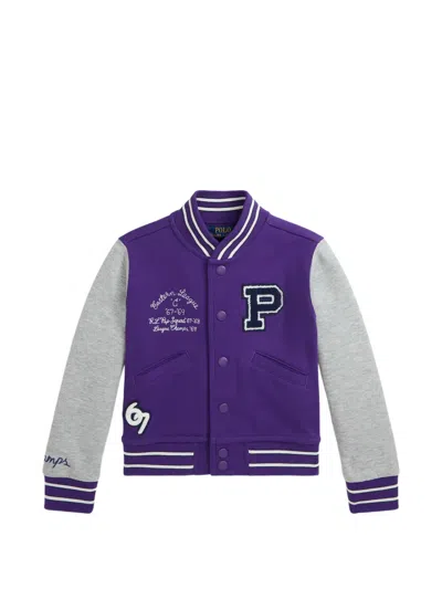 Polo Ralph Lauren Kids' Baseball Bomber Jacket In Purple
