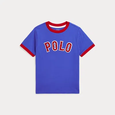 Polo Ralph Lauren Kids' Baseball-logo Cotton Jersey Tee In Collegiate Blue