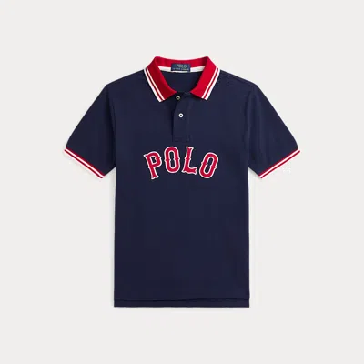 POLO RALPH LAUREN BASEBALL-LOGO COTTON MESH POLO SHIRT