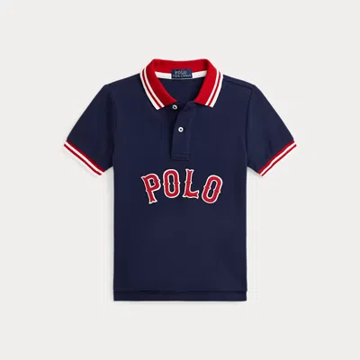 POLO RALPH LAUREN BASEBALL-LOGO COTTON MESH POLO SHIRT
