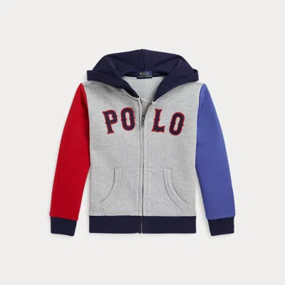 Polo Ralph Lauren Kids' Baseball-logo Fleece Full-zip Hoodie In Andover Heather