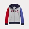 Polo Ralph Lauren Baseball-logo Fleece Full-zip Hoodie In Andover Heather