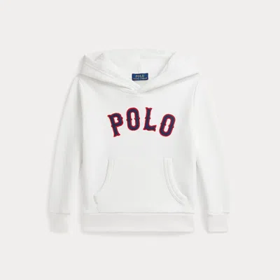 Polo Ralph Lauren Kids' Baseball-logo Fleece Hoodie In Paper White