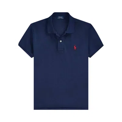 Pre-owned Polo Ralph Lauren Basic Mesh Fit Classic Short-sleeve Knit 'newport Navy/red' In Blue