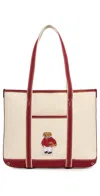 Polo Ralph Lauren Basketball Bear Small Shopper Tote Ecru/radish