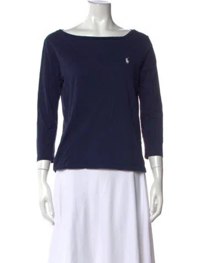 Pre-owned Polo Ralph Lauren Bateau Neckline Three-quarter Sleeve Top In Blue