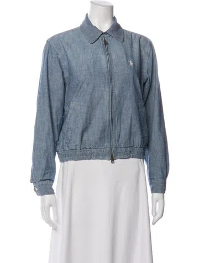 Pre-owned Polo Ralph Lauren Bayport Chambray Bomber Bomber Jacket In Blue