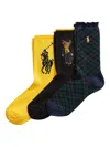 Polo Ralph Lauren Bci Combed Cotton Sock (pack Of Three) In Multi