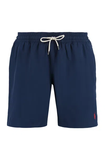 Polo Ralph Lauren Traveller Embroidered Logo Swim Shorts In Blue