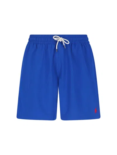 Polo Ralph Lauren Mens Rugby Royal Traveller Logo-embroidered Swim Shorts In Blue