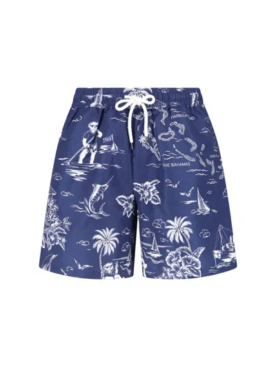 Polo Ralph Lauren Traveller Harbour Island Print Swim Shorts In Blue