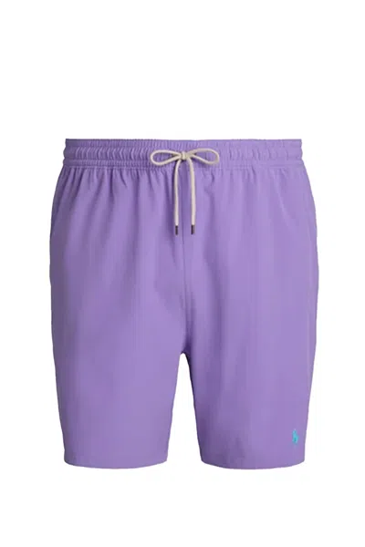 Polo Ralph Lauren Nylon Swim Trunk With Logo Embroidery In Purple