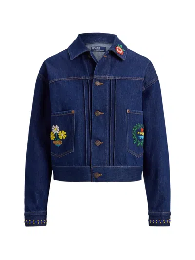 Polo Ralph Lauren Bead-embellished Denim Jacket In Blue