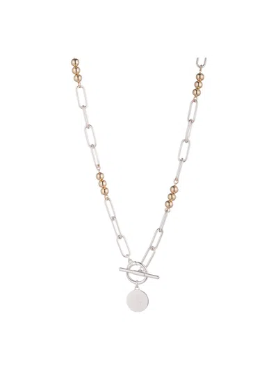Polo Ralph Lauren Bead Link Pendant Necklace In Two Tone