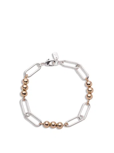 Polo Ralph Lauren Beaded Link Flexible Bracelet In Two Tone
