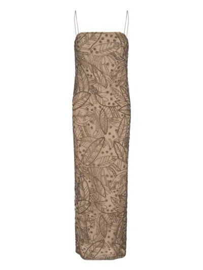 Polo Ralph Lauren Beaded Net Dress - Brown
