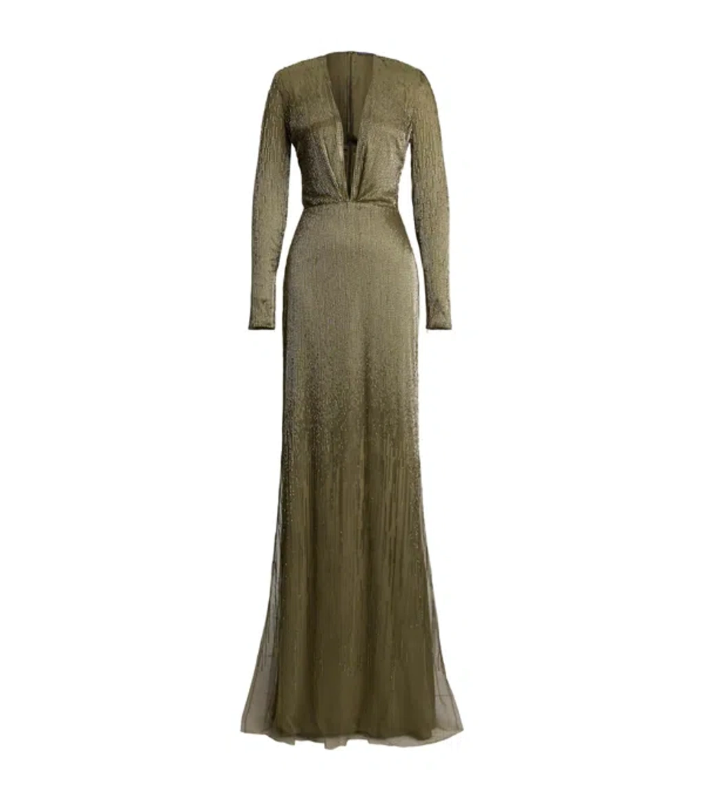 Polo Ralph Lauren Beaded Stacy Maxi Dress In Green | ModeSens