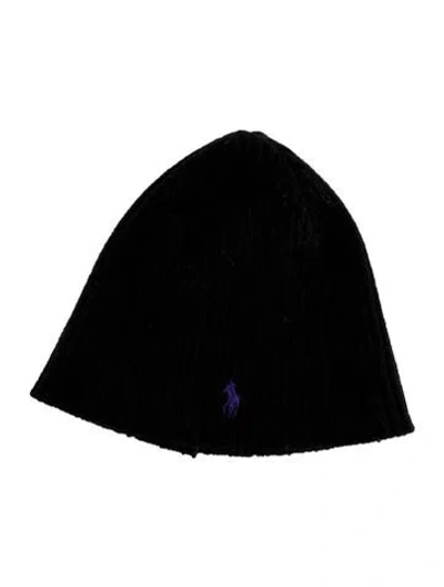 Pre-owned Polo Ralph Lauren Beanie W/ Logo At Front In Black