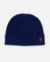 Polo Ralph Lauren Wool Blend Cable Knit Beanie Hat In Blue