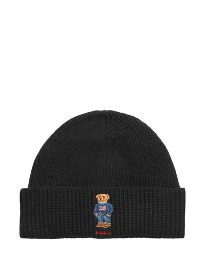 Polo Ralph Lauren Bear Beanie Hat In Black